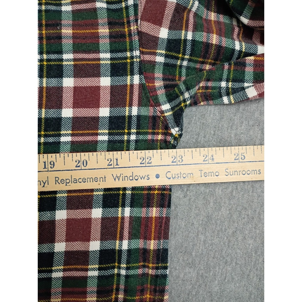 Duck Head Mens Long Sleeve Plaid Polo Shirt Green Red Large 100% Cotton - Picture 6 of 6